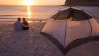 Watching the sunset through a tent in Baja, California