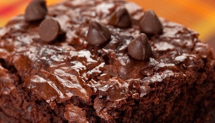dutch oven chocolate cake with chocolate chips on top