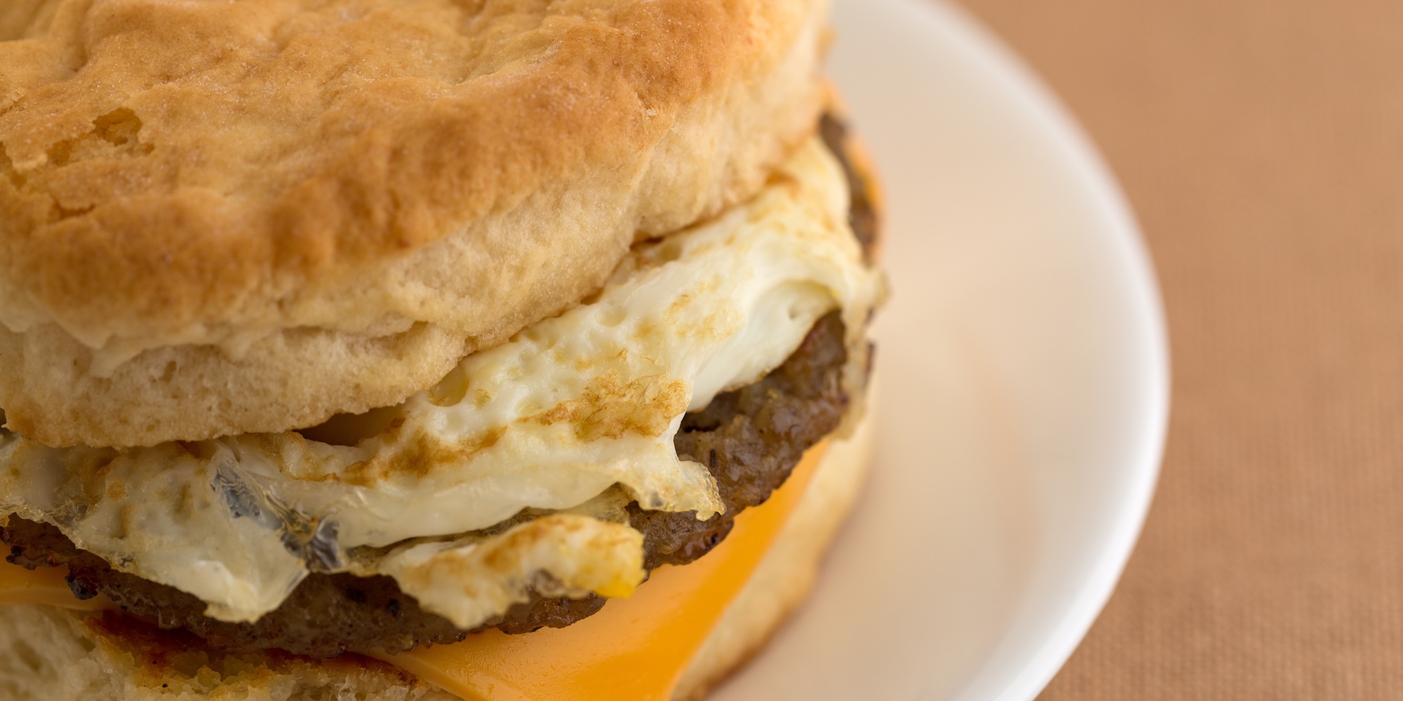 A sausage egg and cheese breakfast sandwich served in Jordan Valley, Oregon.