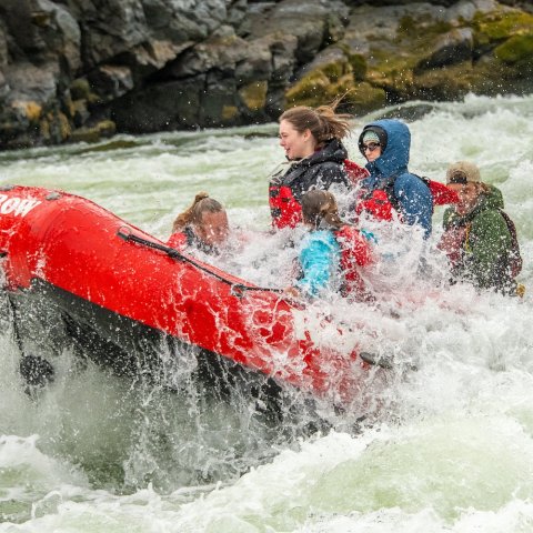 Rafting through rapids in Idaho's Hells Canyon.