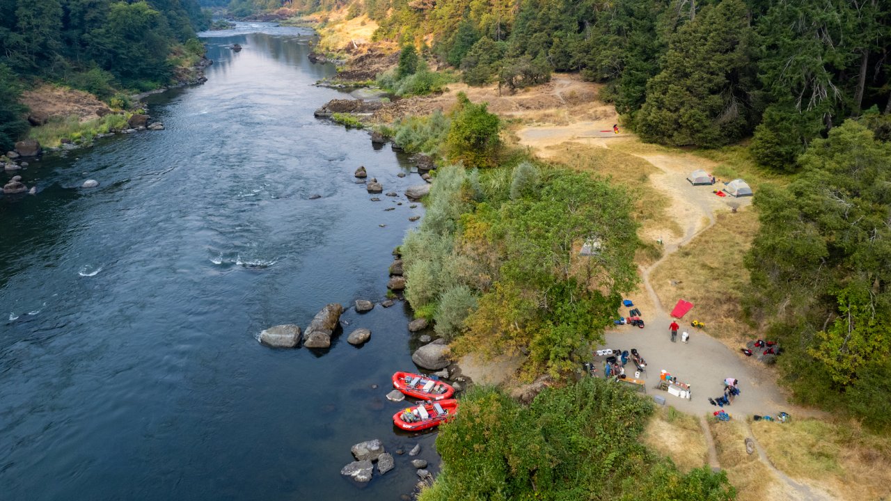 Rogue River camping set up