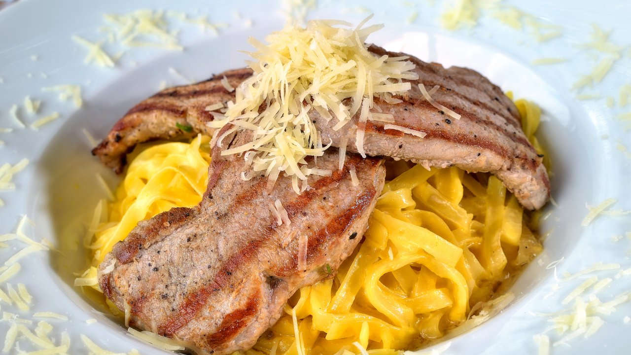 Alpaca meat pasta in Lima, Peru