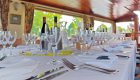 dining room inside french luxury barge