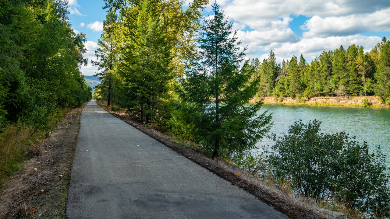 Bike path along the river in North Idaho
