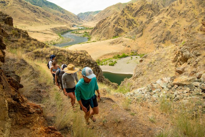 hikers on the snake river in idaho
