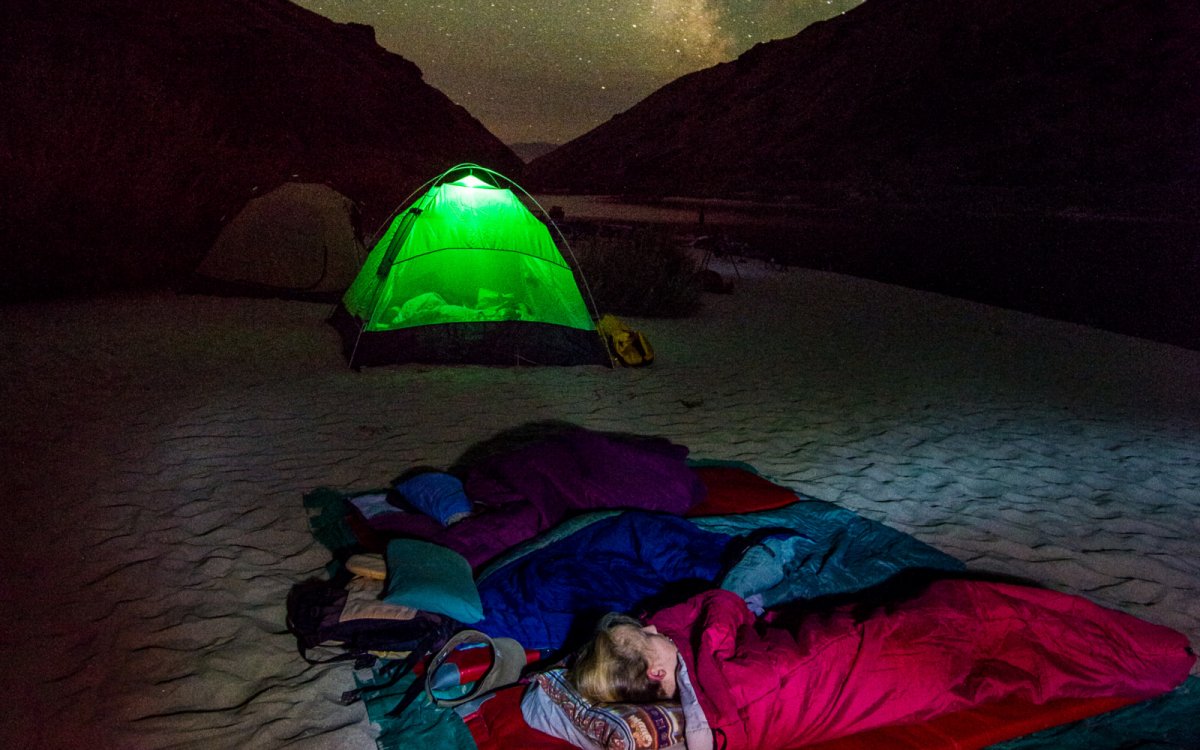 ROW Adventures camp site at night