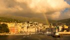 Rainbow coming out of the sky above Corsica. 