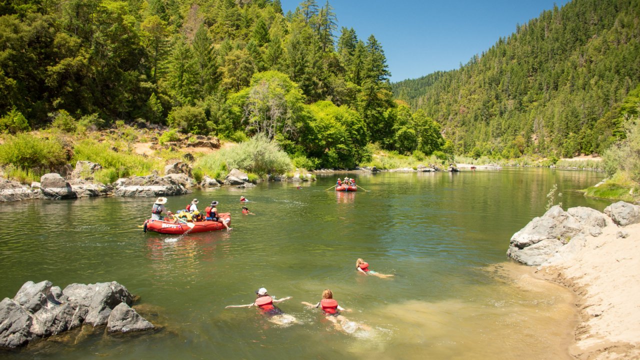 a sandy beach along the wild rogue river