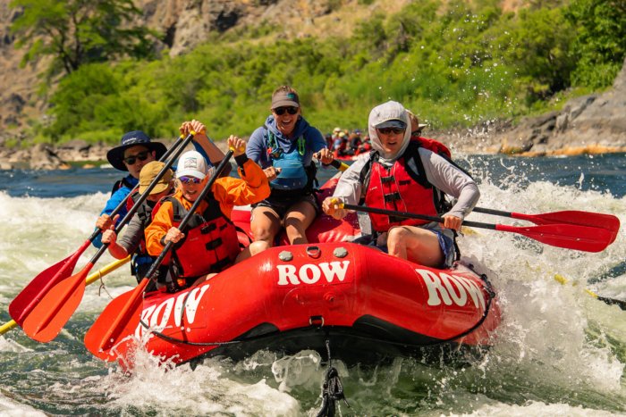 red paddle raft on the snake river in idaho
