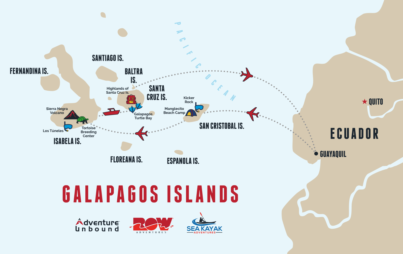 ROW Galapagos Unbound Itinerary Map